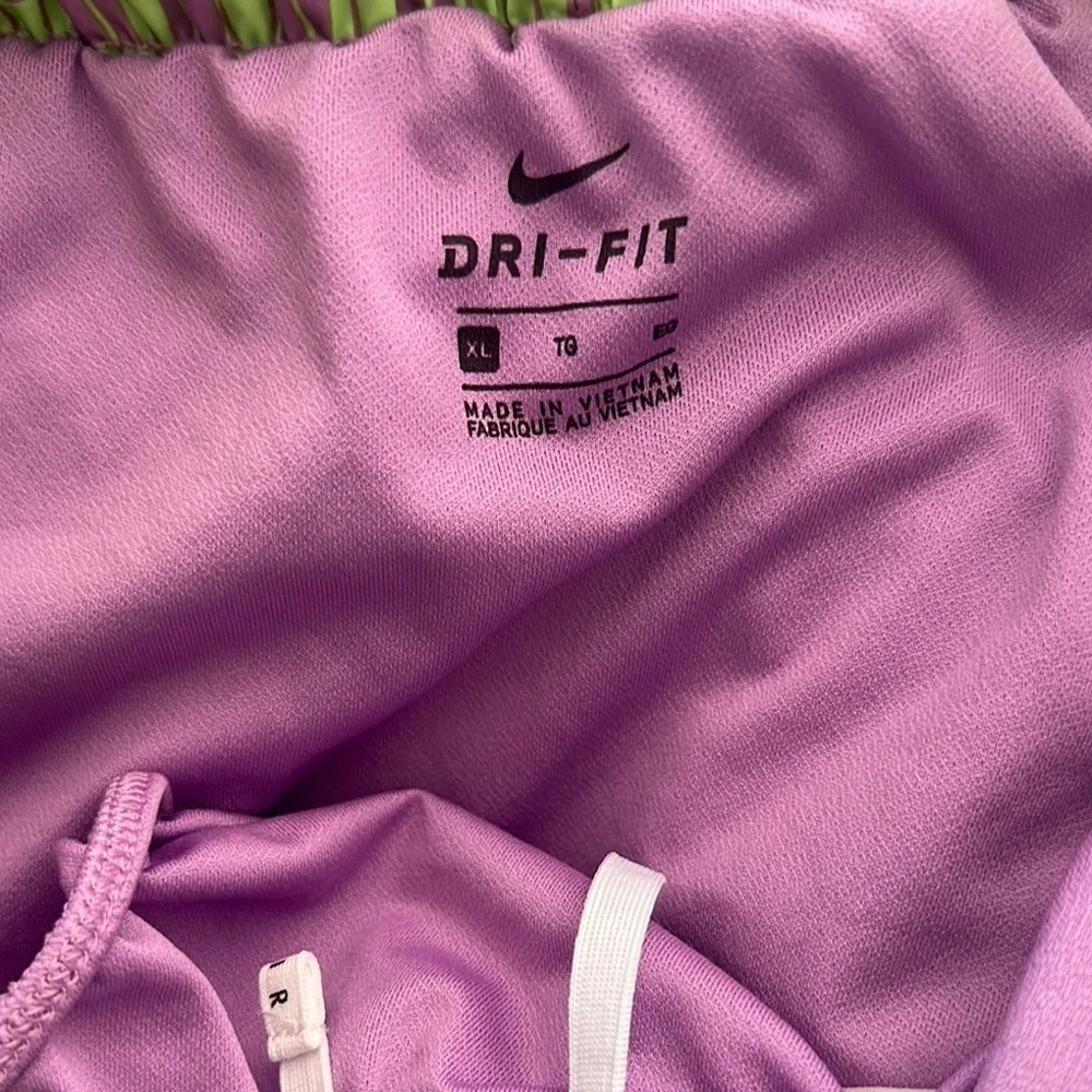 Nike Purple and Green Athletic Shorts with Dynamic Design